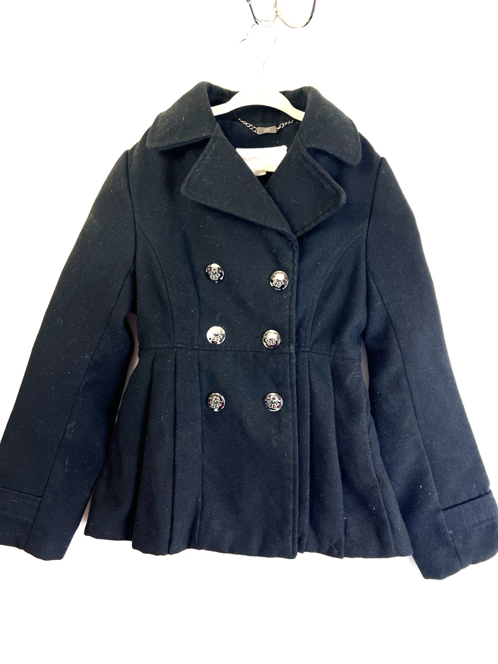 Jessica Simpson Pea Coat Girl 7 - 8 Black Double Breasted Warm Classic Outerwear
